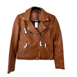 Blank NYC Anthropologie Women’s Faux Leather Moto Jacket in Honey Size XS NWT